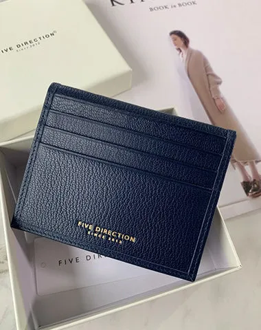 Minimalist Women Dark Gray Leather Slim Card Holders Small Card Wallet Cute Card Holder Credit Card Holder For Women