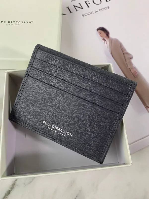 Minimalist Women Dark Gray Leather Slim Card Holders Small Card Wallet Cute Card Holder Credit Card Holder For Women