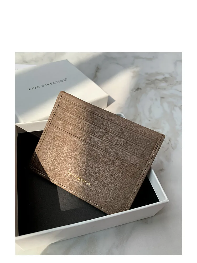 Minimalist Women Dark Gray Leather Slim Card Holders Small Card Wallet Cute Card Holder Credit Card Holder For Women