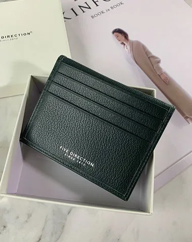 Minimalist Women Dark Gray Leather Slim Card Holders Small Card Wallet Cute Card Holder Credit Card Holder For Women