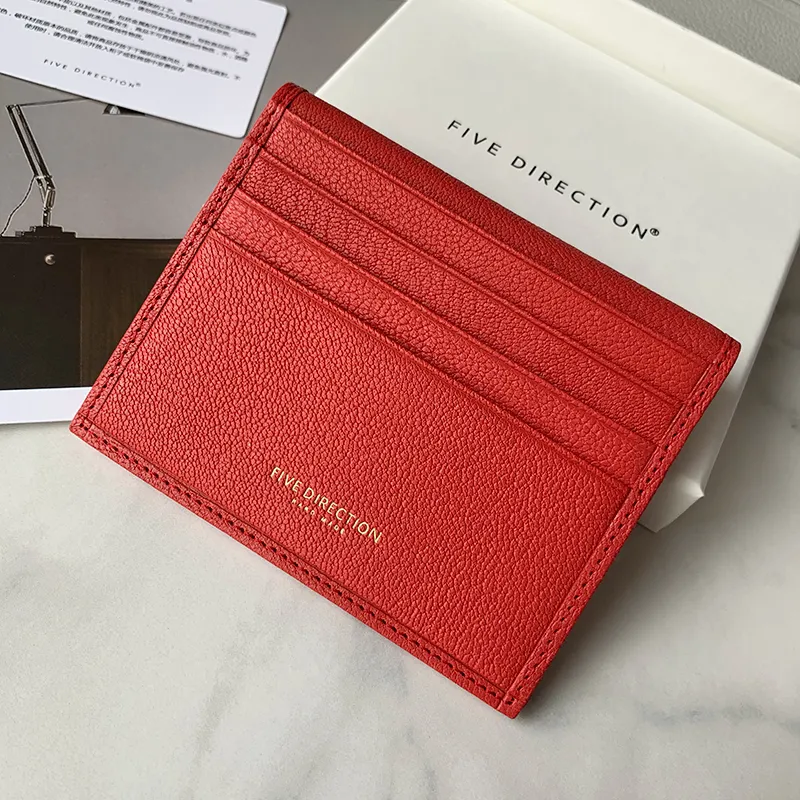 Minimalist Women Dark Gray Leather Slim Card Holders Small Card Wallet Cute Card Holder Credit Card Holder For Women