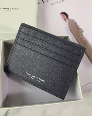 Minimalist Women Dark Gray Leather Slim Card Holders Small Card Wallet Cute Card Holder Credit Card Holder For Women
