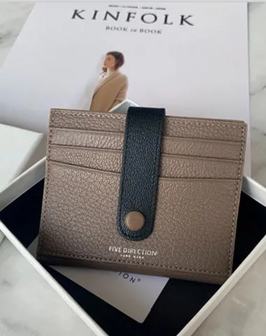 Minimalist Women Gray SheepSkin Slim Card Holder Card Wallets Slim Card Holders Credit Card Holder For Women