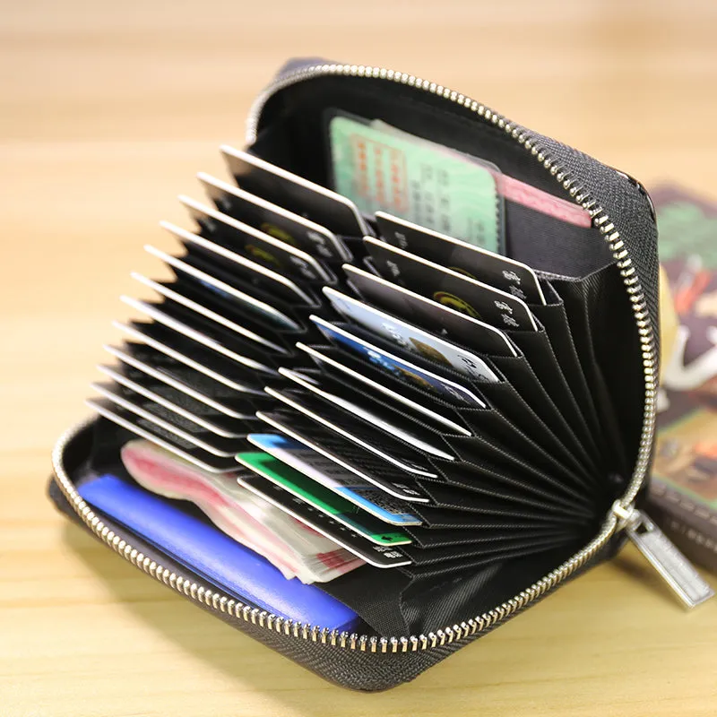 Minimalist Women Green Leather Card Holders Small Zip Card Wallet Card Holders Wallet For Women