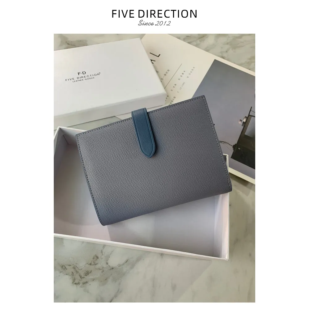 Minimalist Women Green Vegan Leather Slim Card Wallet Billfold Passport Wallet Slim Travel Wallet For Women