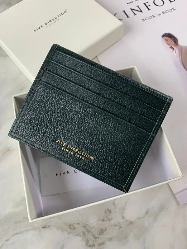 Minimalist Women Olive Green Leather Slim Card Holders Small Card Wallet Cute Card Holder Credit Card Holder For Women