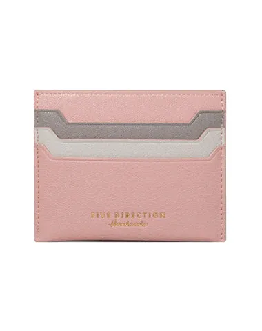 Minimalist Women Pink Vegan Leather Card Holders CONTRAST COLOR Small Card Wallet Slim Card Holder Credit Card Holder For Women