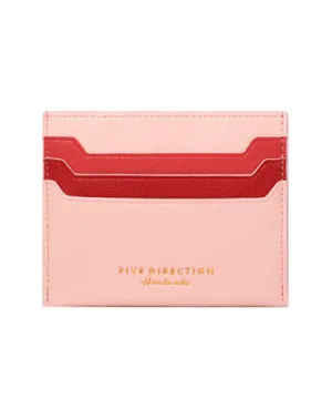 Minimalist Women Pink&Red Vegan Leather Card Holders CONTRAST COLOR Small Card Wallet Slim Card Holder Credit Card Holder For Women
