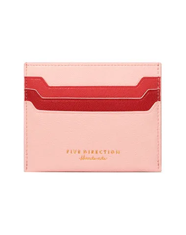Minimalist Women Pink&Red Vegan Leather Card Holders CONTRAST COLOR Small Card Wallet Slim Card Holder Credit Card Holder For Women