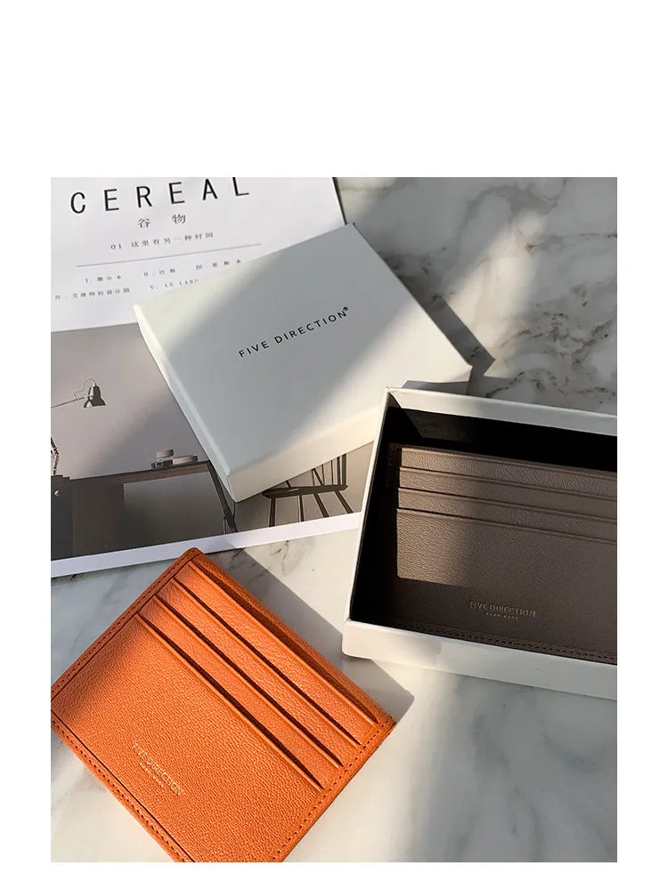 Minimalist Women Scarlet Leather Slim Card Holders Small Card Wallet Cute Card Holder Credit Card Holder For Women