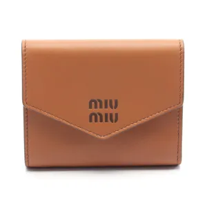 Miu Miu Leather Square Tri-Fold Wallet Brown