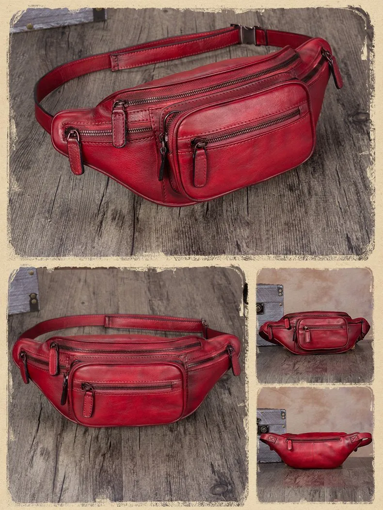 Purple Leather Womens Fanny Pack Hip Belt Bags Waist Bag Hip Bag Bum Bag for Women