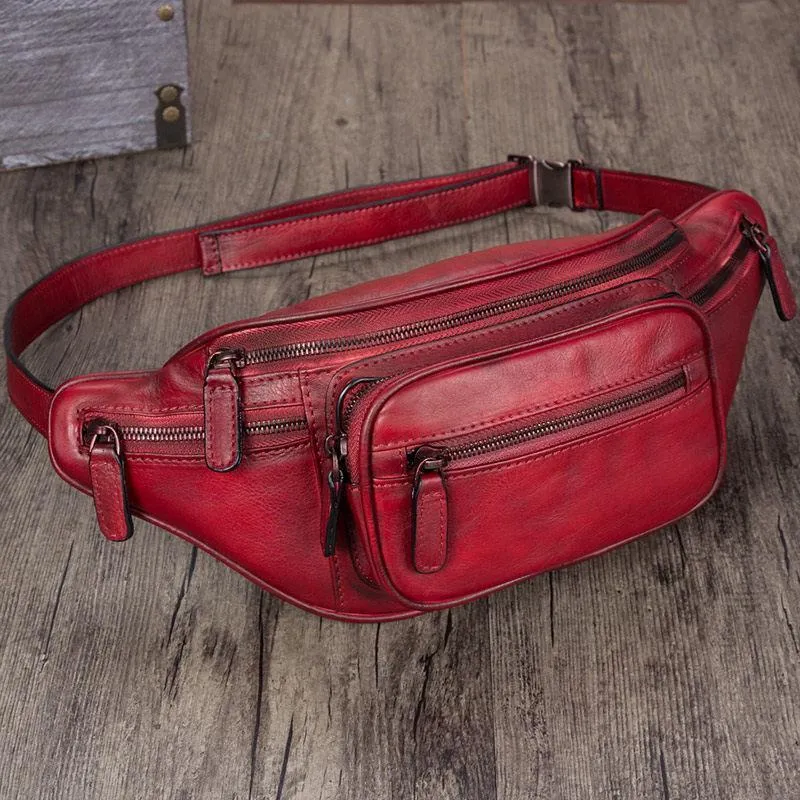 Purple Leather Womens Fanny Pack Hip Belt Bags Waist Bag Hip Bag Bum Bag for Women