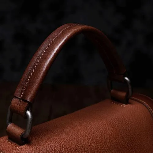 Red Geometric Vintage Womens Handbag Leather Brown Shoulder Handbag Purse for Ladies