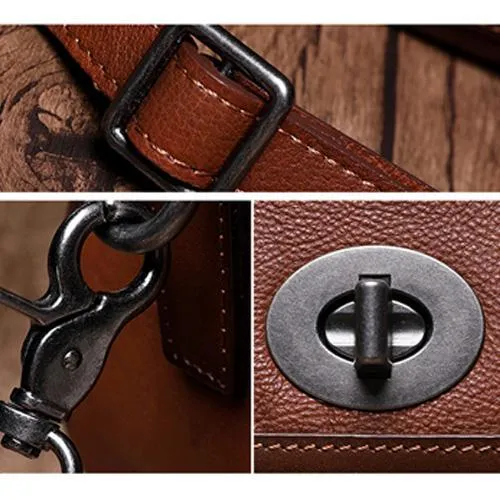 Red Geometric Vintage Womens Handbag Leather Brown Shoulder Handbag Purse for Ladies