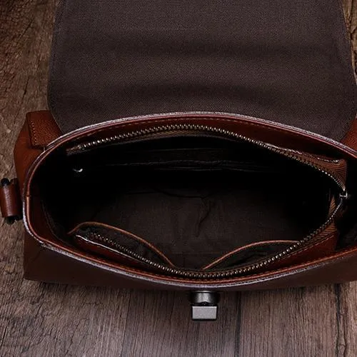 Red Geometric Vintage Womens Handbag Leather Brown Shoulder Handbag Purse for Ladies