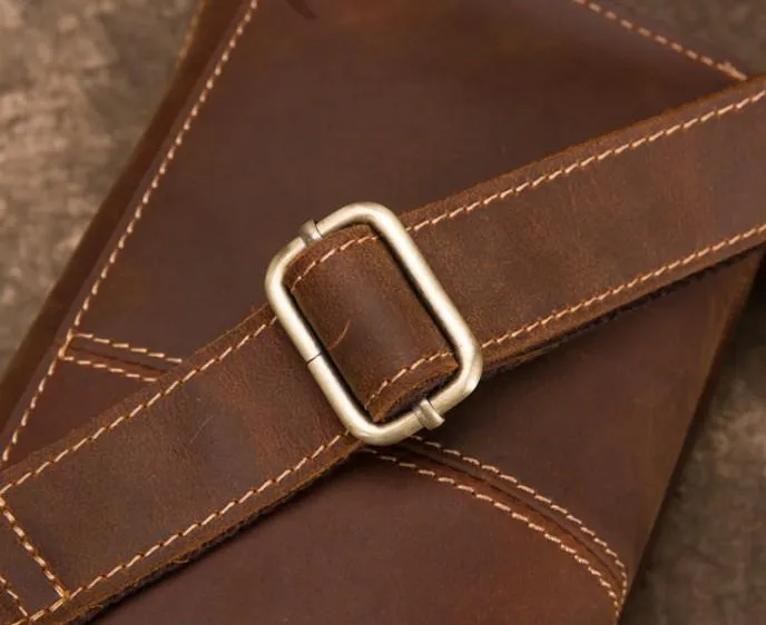 Retro Brown LEATHER MENS FANNY PACK FOR MEN BUMBAG Vintage WAIST BAGS
