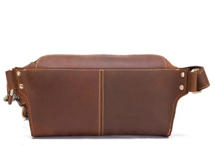 Retro Brown LEATHER MENS FANNY PACK FOR MEN BUMBAG Vintage WAIST BAGS