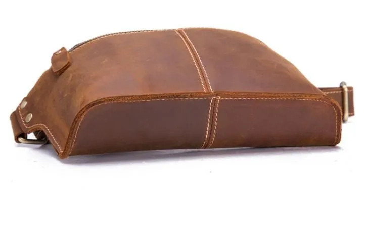 Retro Brown LEATHER MENS FANNY PACK FOR MEN BUMBAG Vintage WAIST BAGS