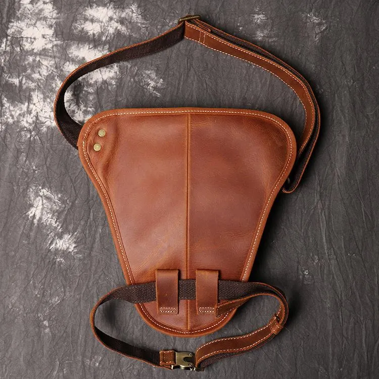 Retro Brown MENS LEATHER FANNY PACK FOR MEN Dark Coffee Ox Head BUMBAG Vintage WAIST BAGS