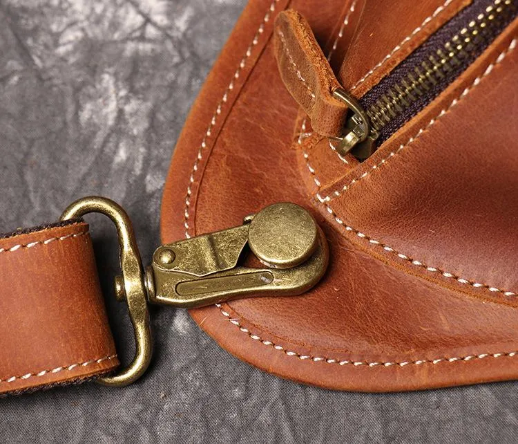 Retro Brown MENS LEATHER FANNY PACK FOR MEN Dark Coffee Ox Head BUMBAG Vintage WAIST BAGS