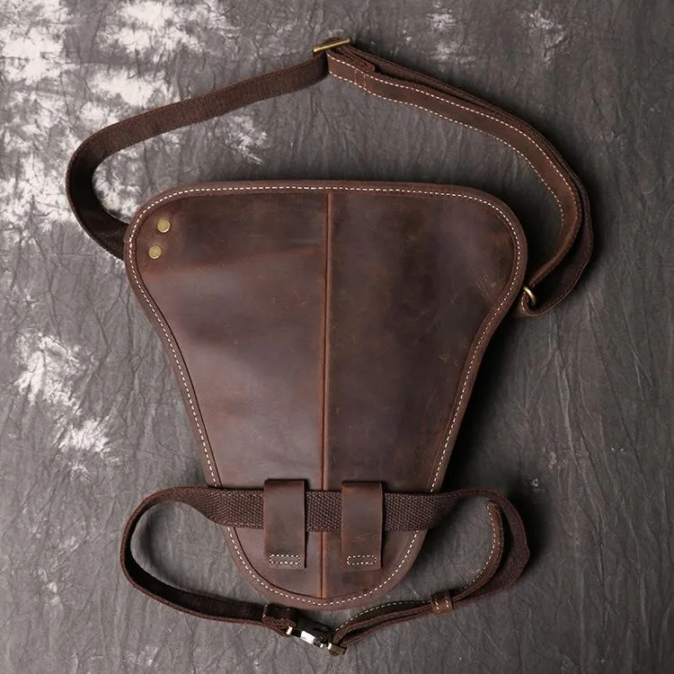 Retro Brown MENS LEATHER FANNY PACK FOR MEN Dark Coffee Ox Head BUMBAG Vintage WAIST BAGS
