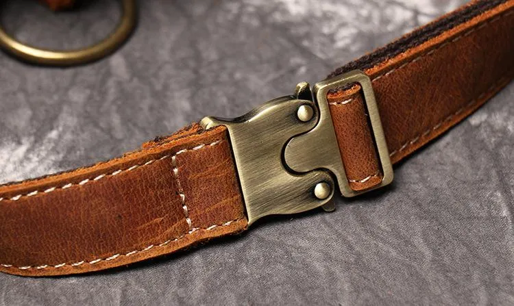 Retro Brown MENS LEATHER FANNY PACK FOR MEN Dark Coffee Ox Head BUMBAG Vintage WAIST BAGS