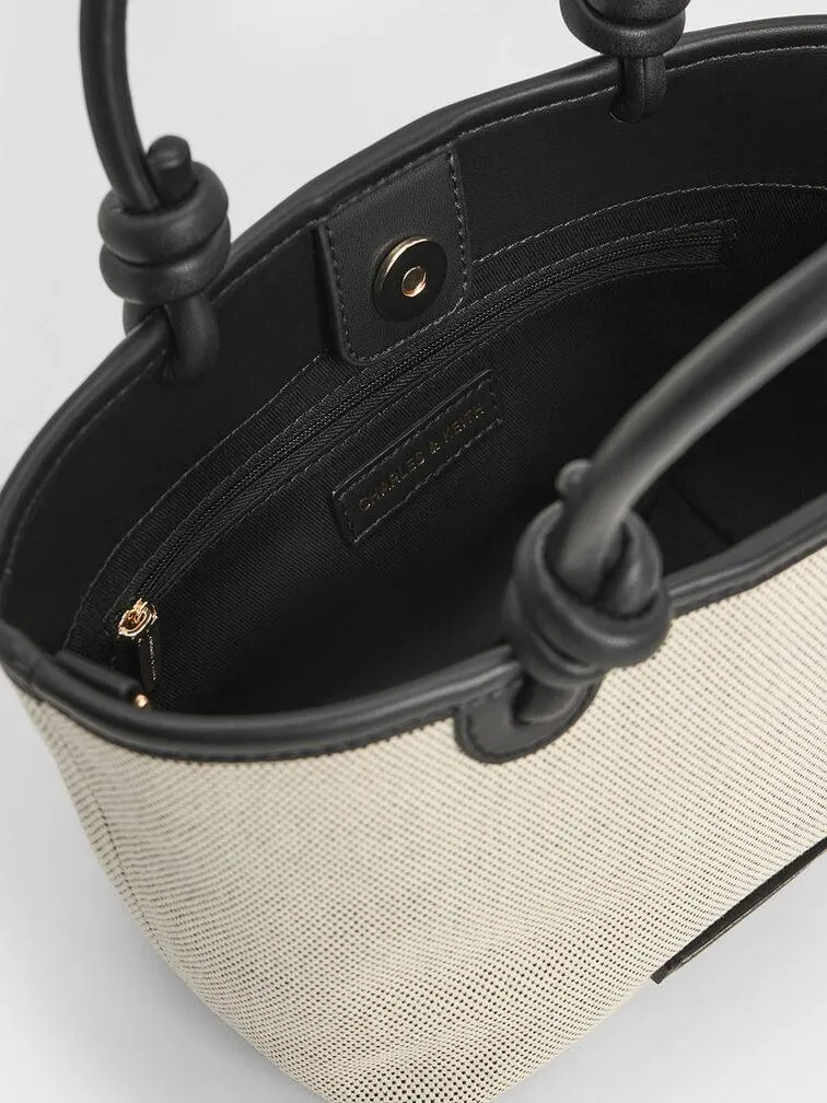 Sabine Canvas Knotted-Handle Tote Bag - Black