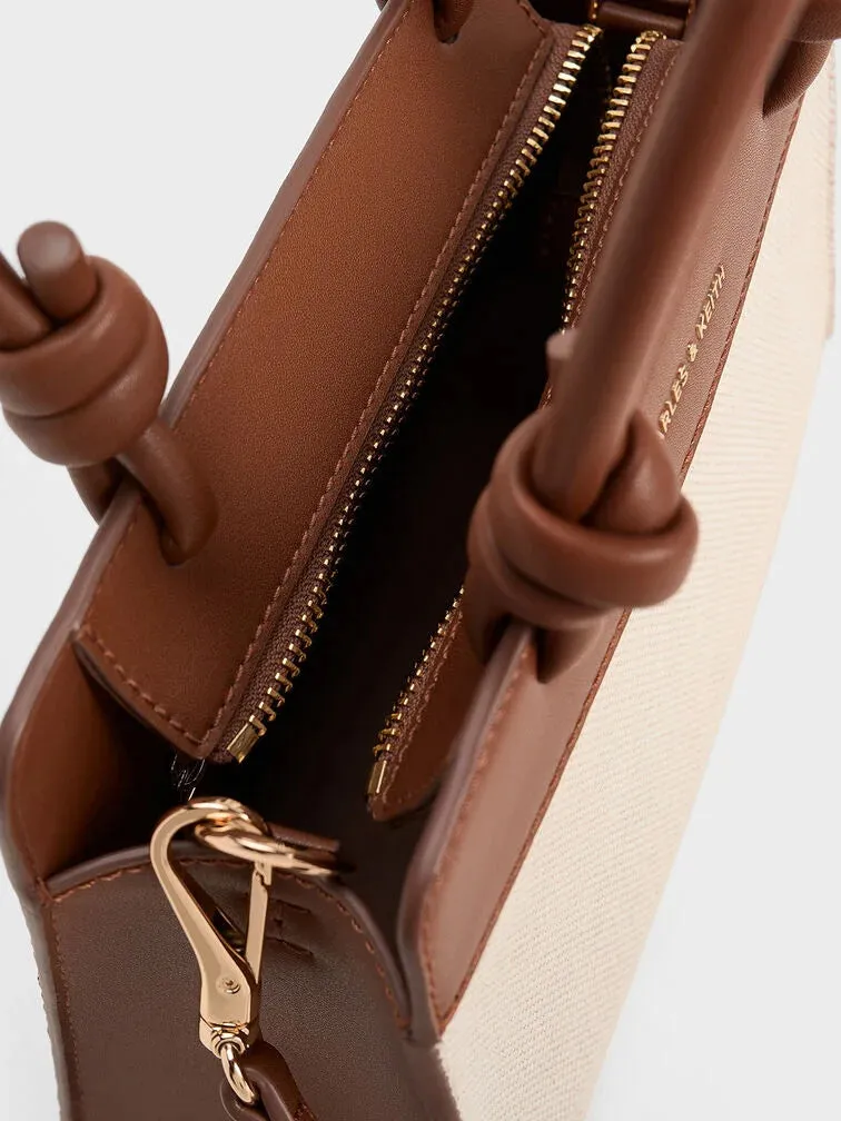 Sabine Canvas Knotted-Handle Tote Bag - Chocolate