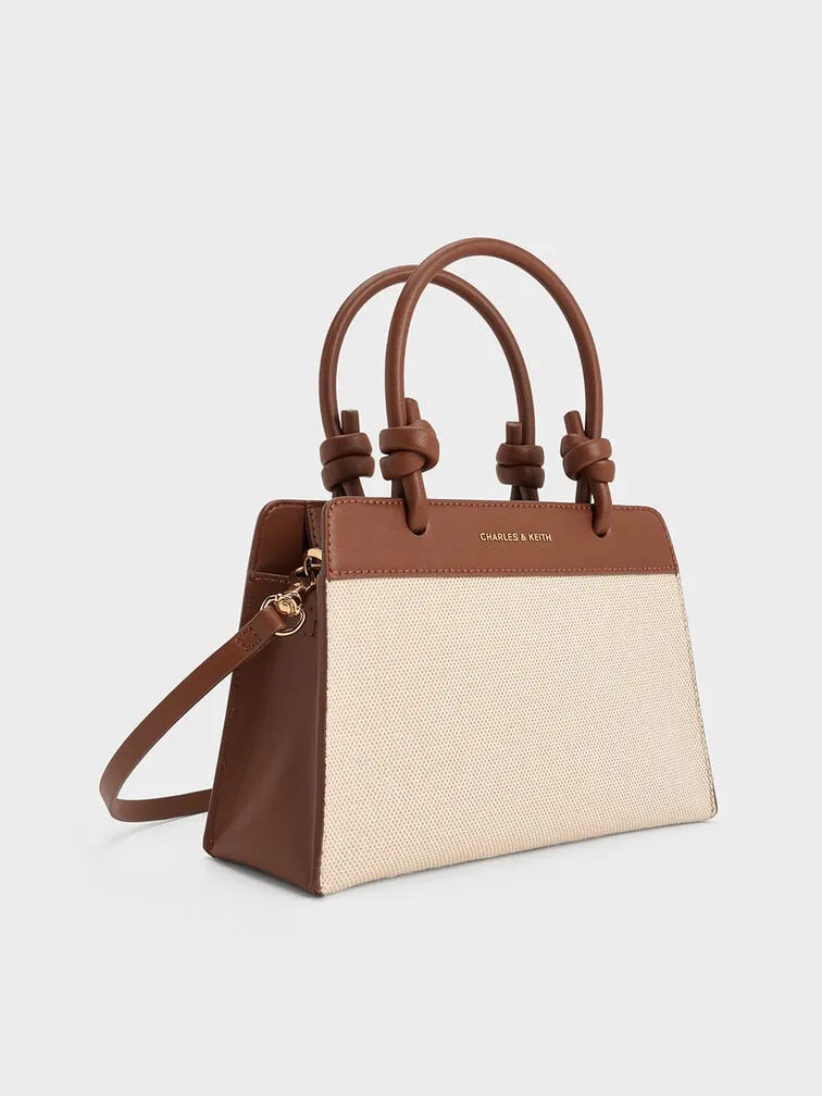 Sabine Canvas Knotted-Handle Tote Bag - Chocolate