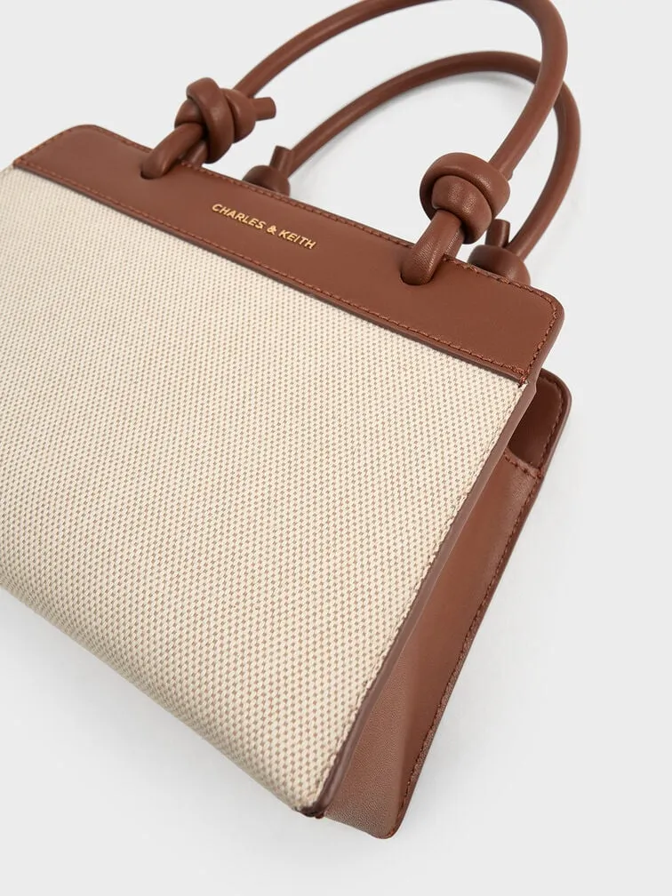 Sabine Canvas Knotted-Handle Tote Bag - Chocolate
