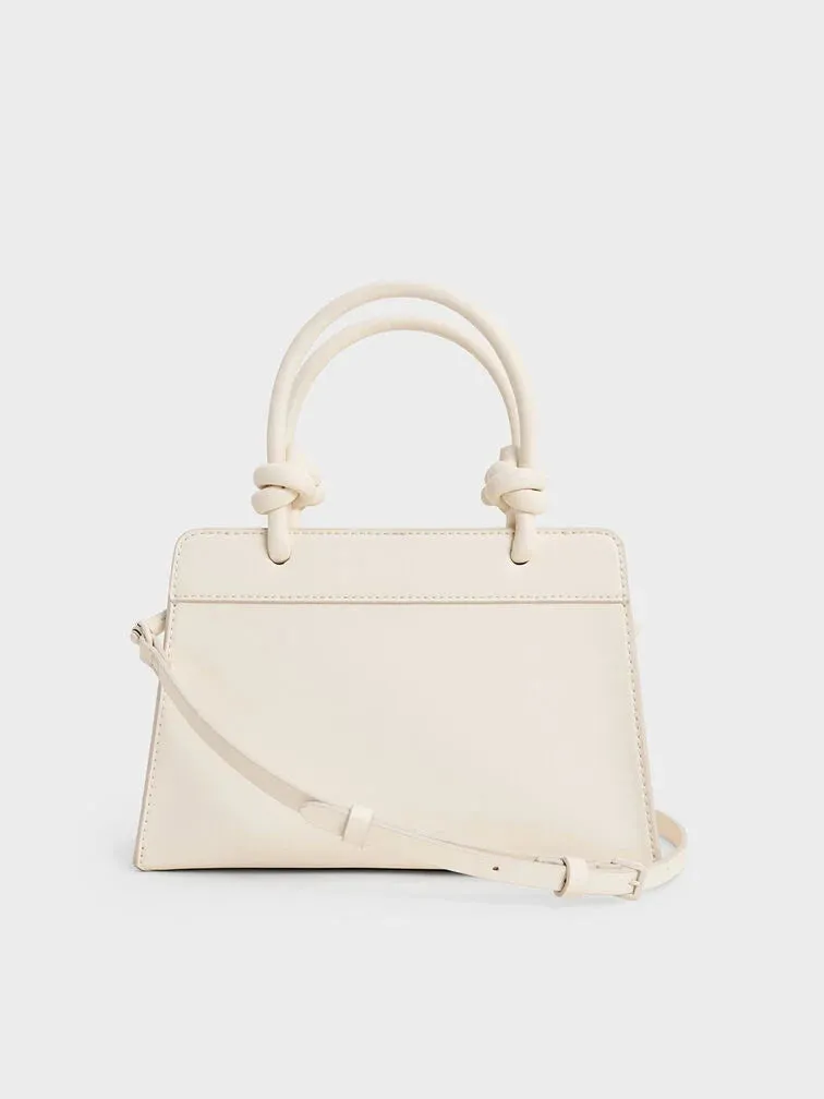 Sabine Knotted-Handle Trapeze Tote Bag - Cream