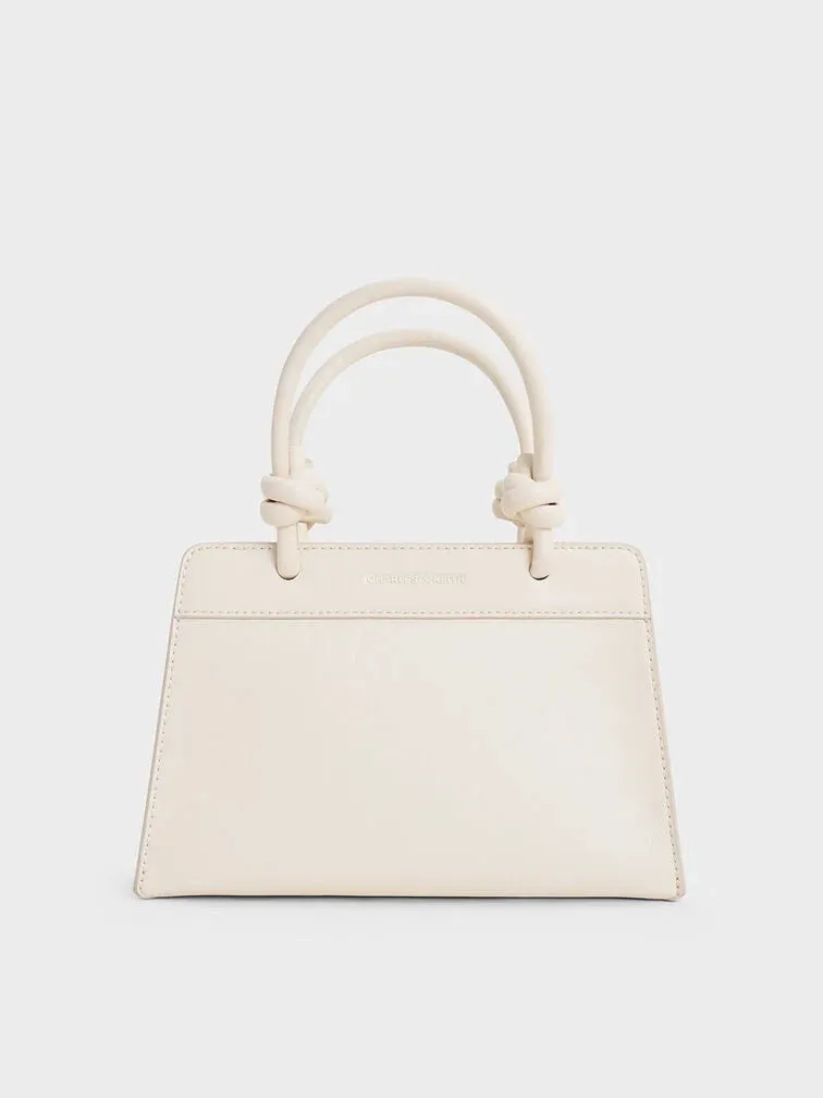 Sabine Knotted-Handle Trapeze Tote Bag - Cream