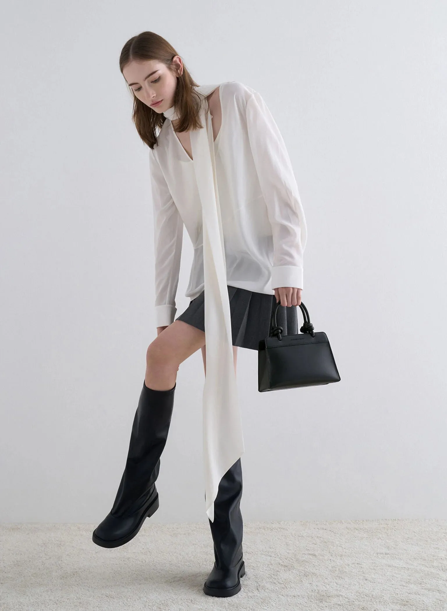Sabine Knotted-Handle Trapeze Tote Bag - Jet Black