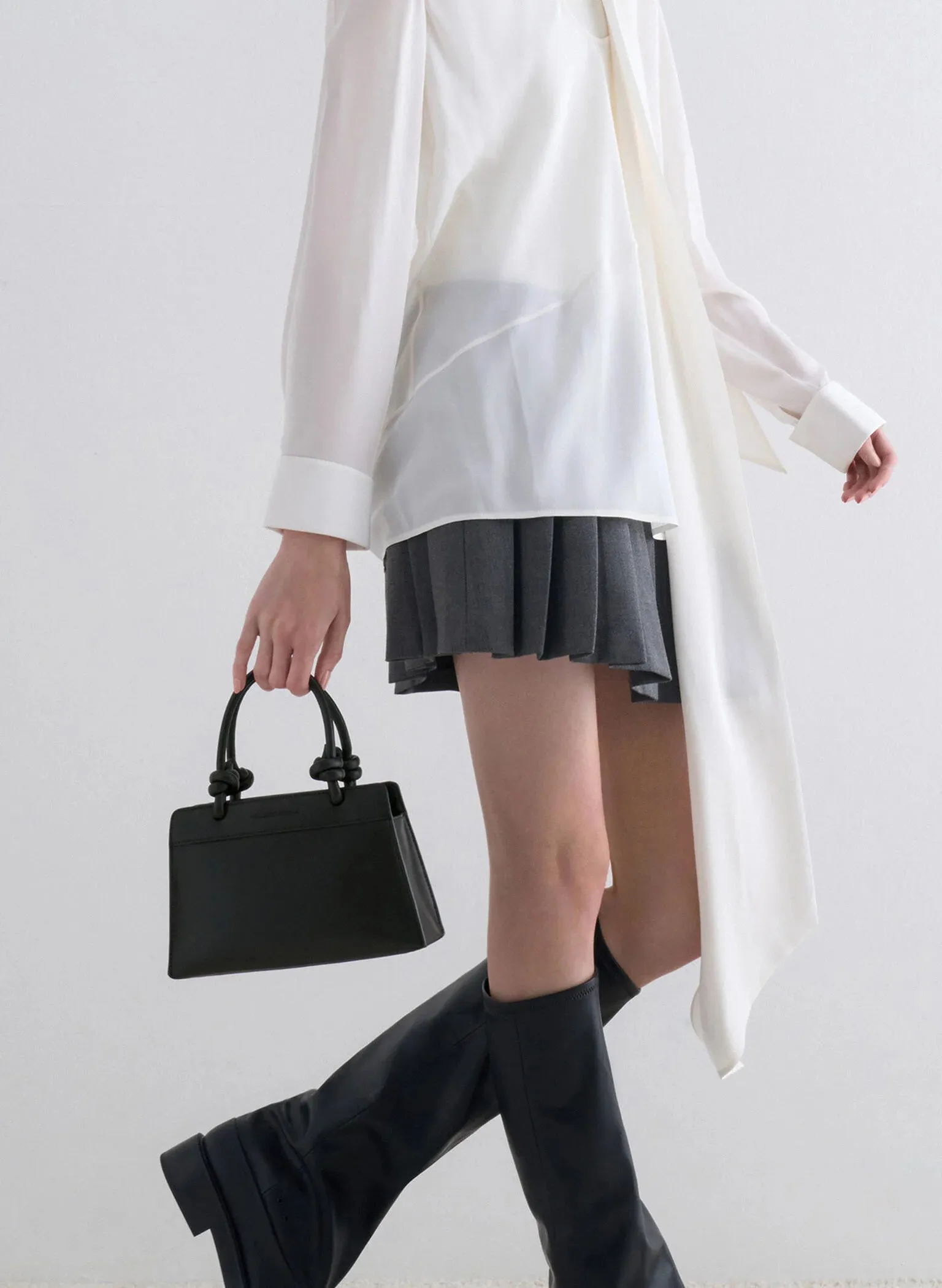 Sabine Knotted-Handle Trapeze Tote Bag - Jet Black