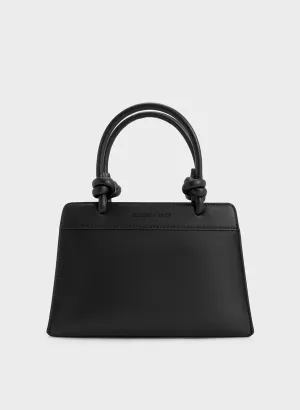 Sabine Knotted-Handle Trapeze Tote Bag - Jet Black