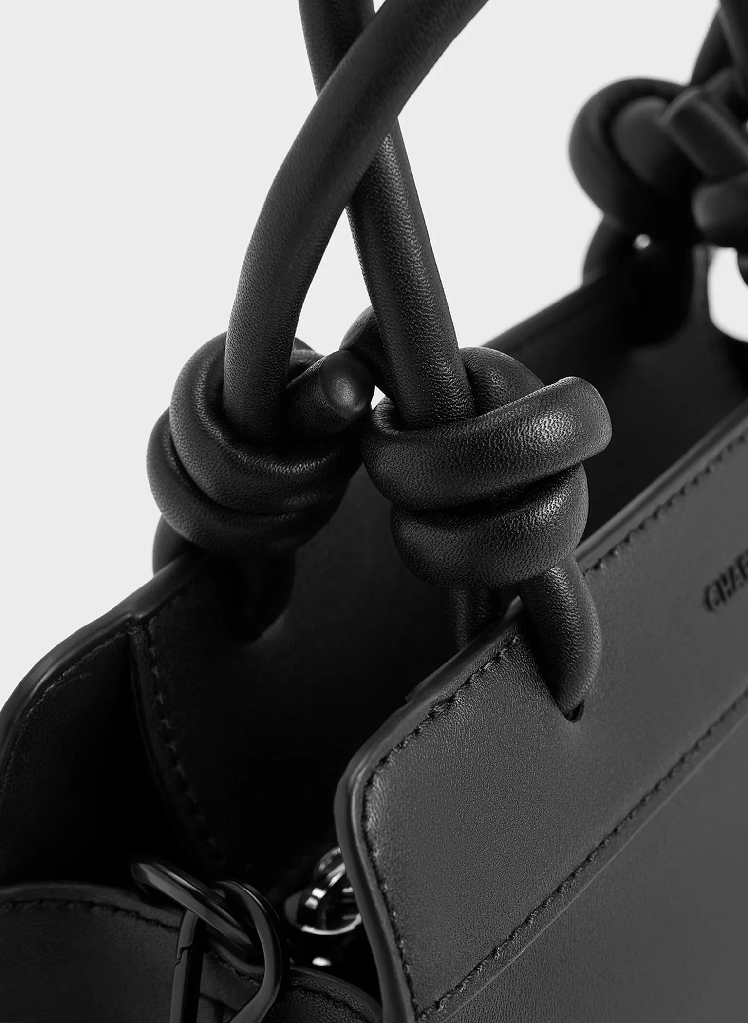 Sabine Knotted-Handle Trapeze Tote Bag - Jet Black