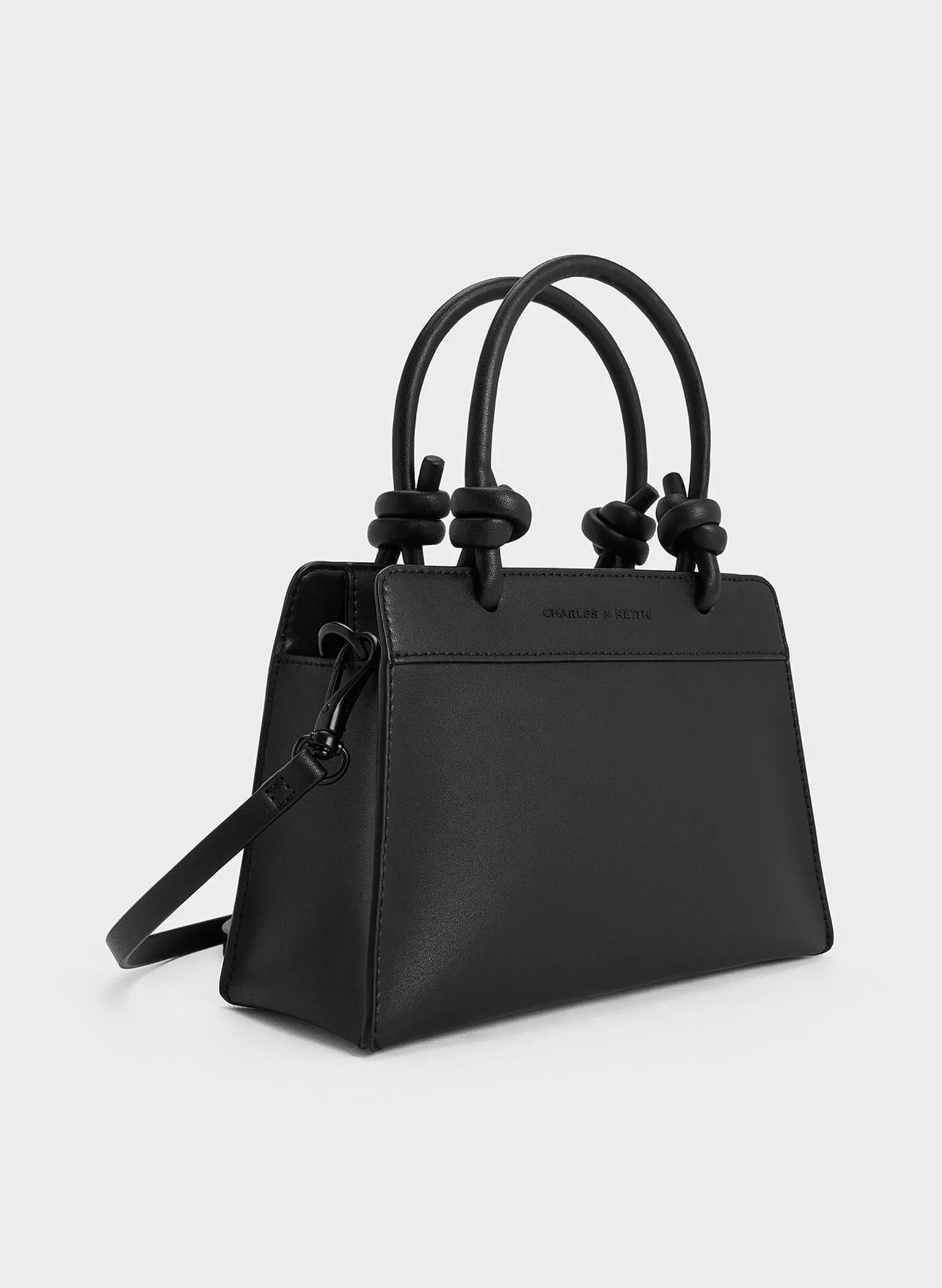 Sabine Knotted-Handle Trapeze Tote Bag - Jet Black