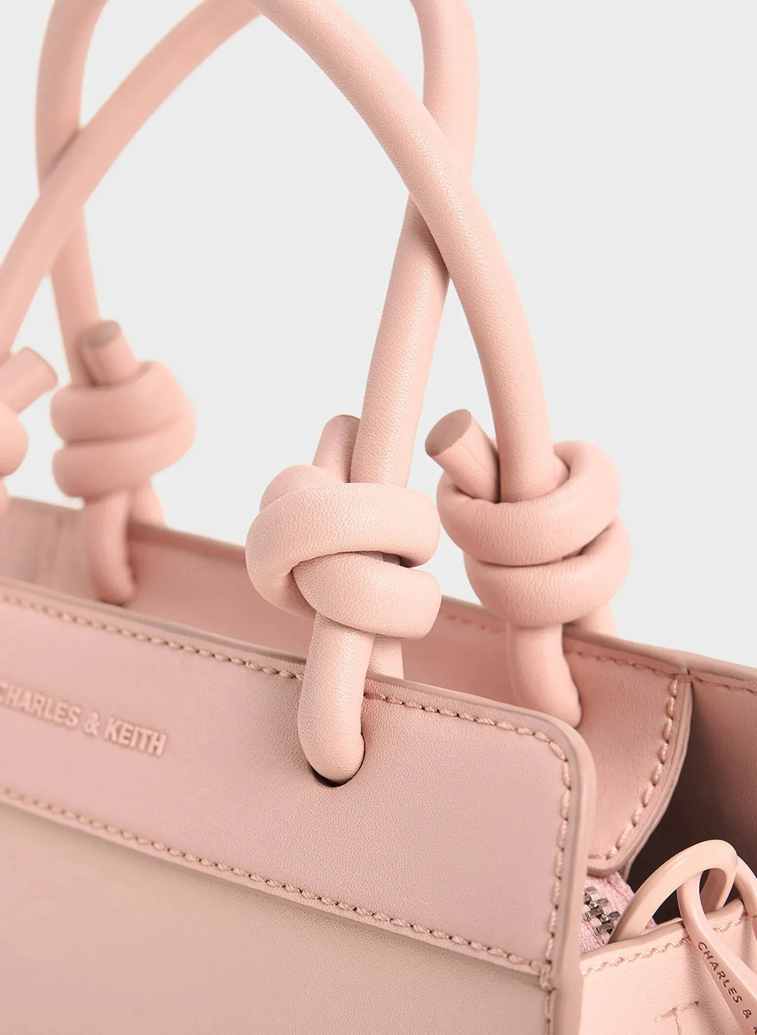 Sabine Knotted-Handle Trapeze Tote Bag - Light Pink