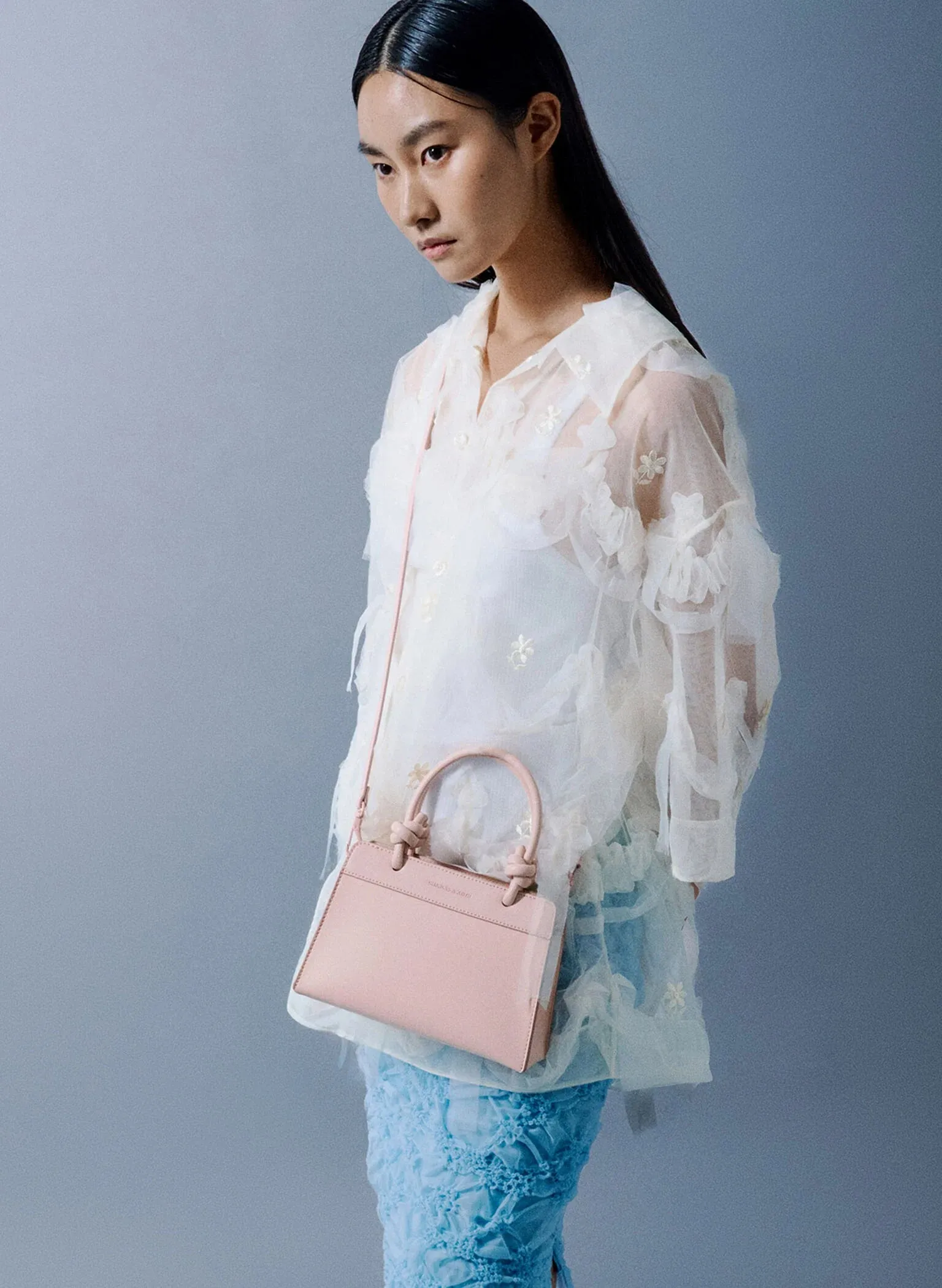 Sabine Knotted-Handle Trapeze Tote Bag - Light Pink