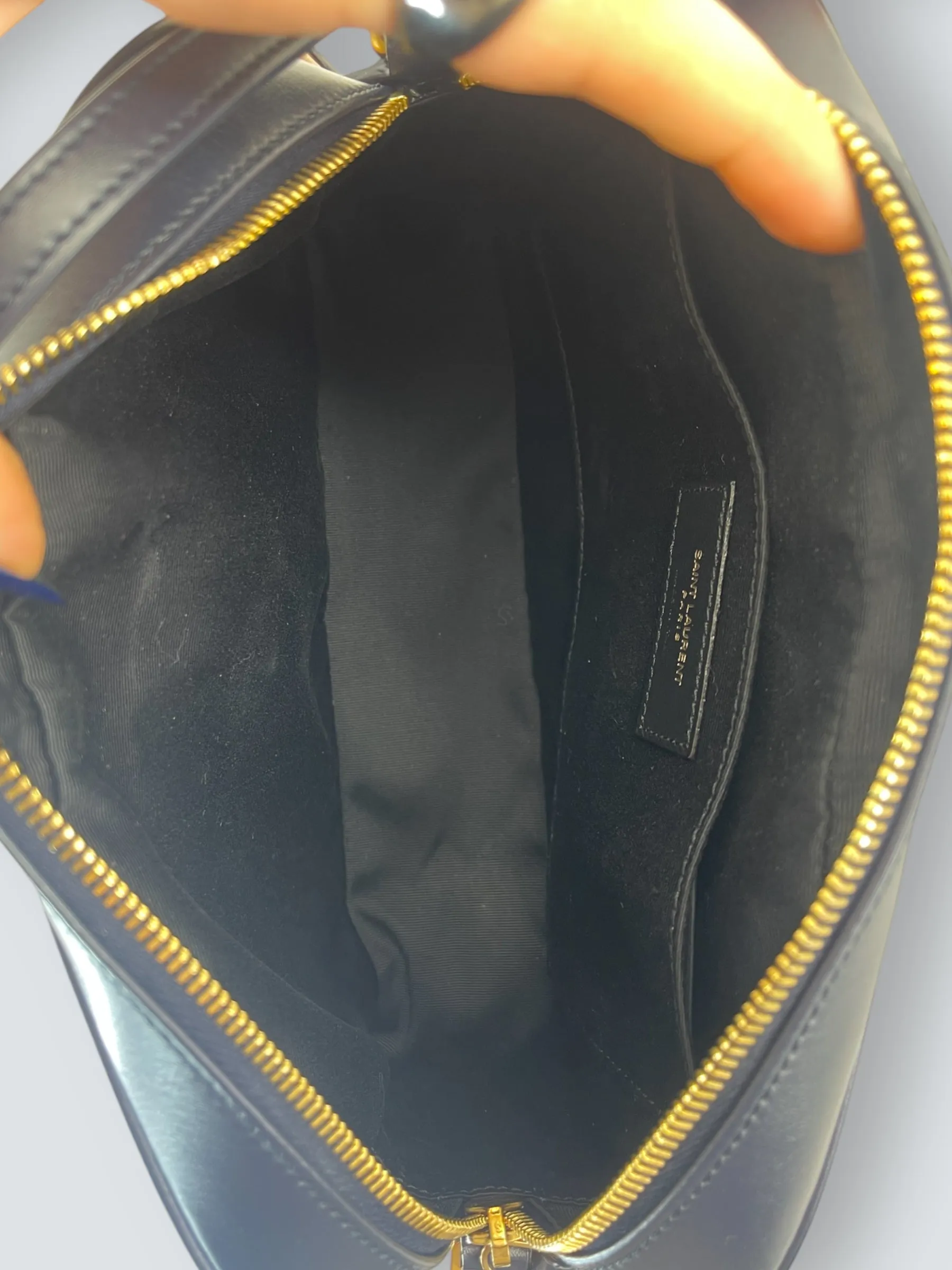 Saint Laurent Navy Leather Lou Camera Crossbody