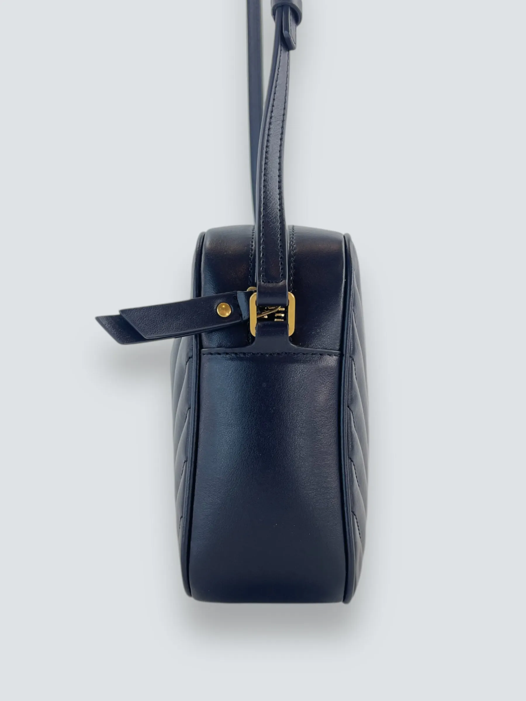 Saint Laurent Navy Leather Lou Camera Crossbody