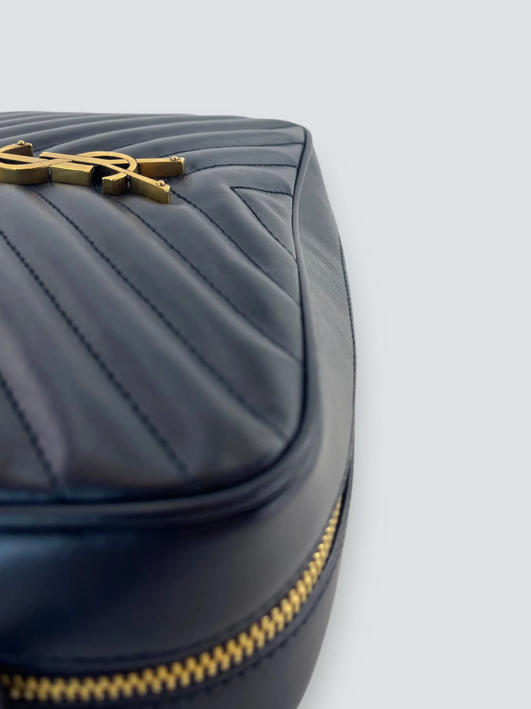 Saint Laurent Navy Leather Lou Camera Crossbody