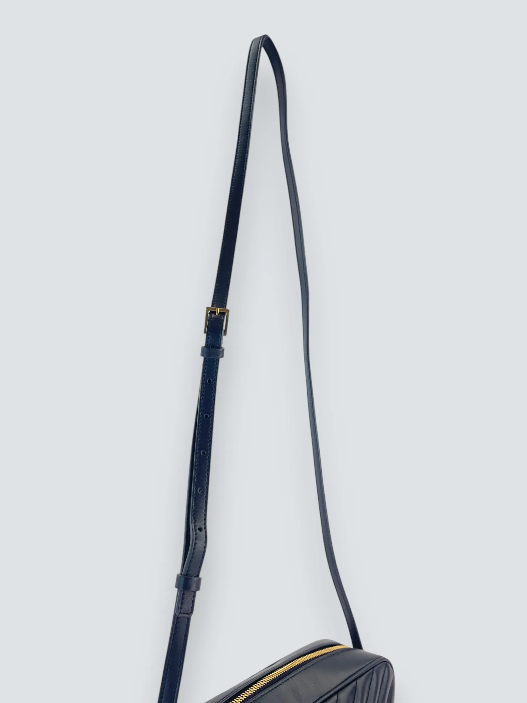 Saint Laurent Navy Leather Lou Camera Crossbody