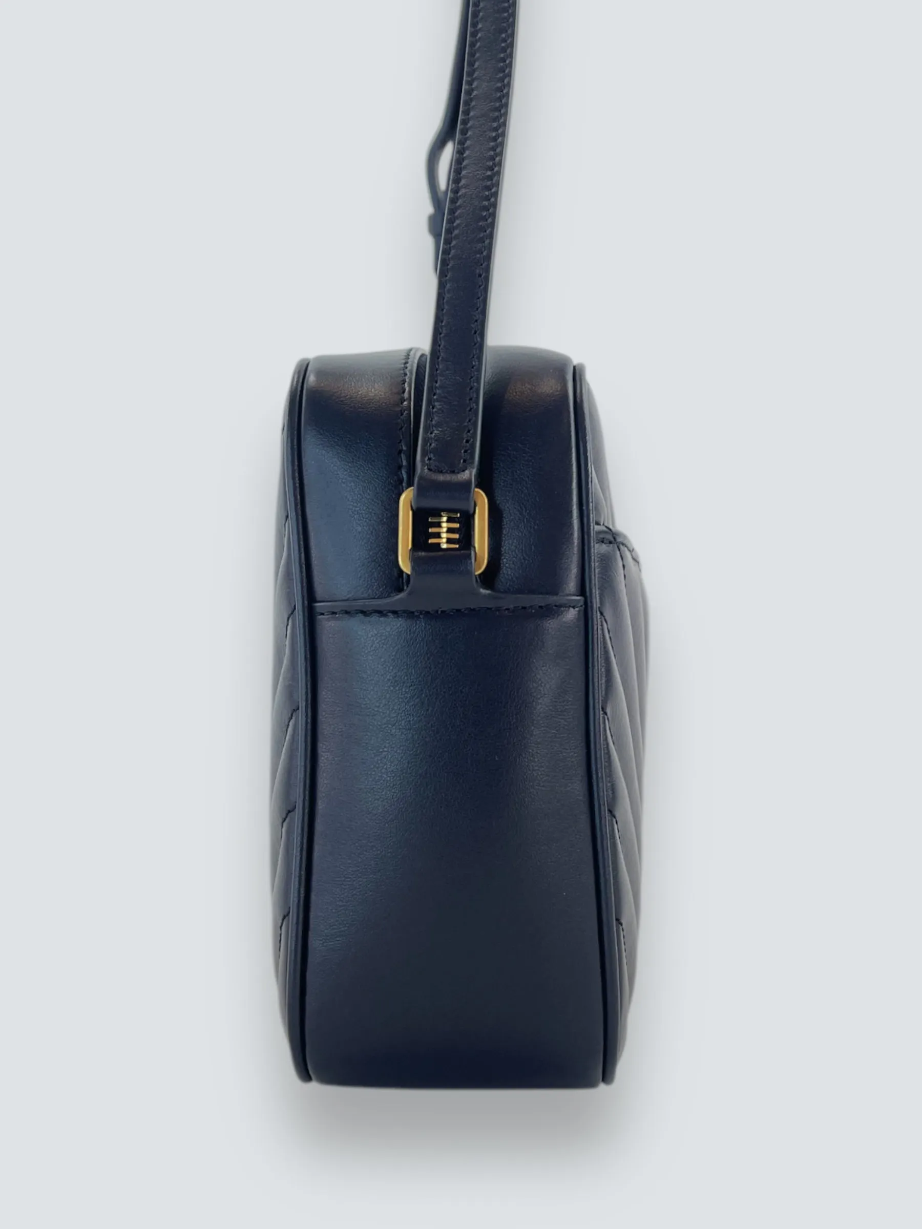 Saint Laurent Navy Leather Lou Camera Crossbody