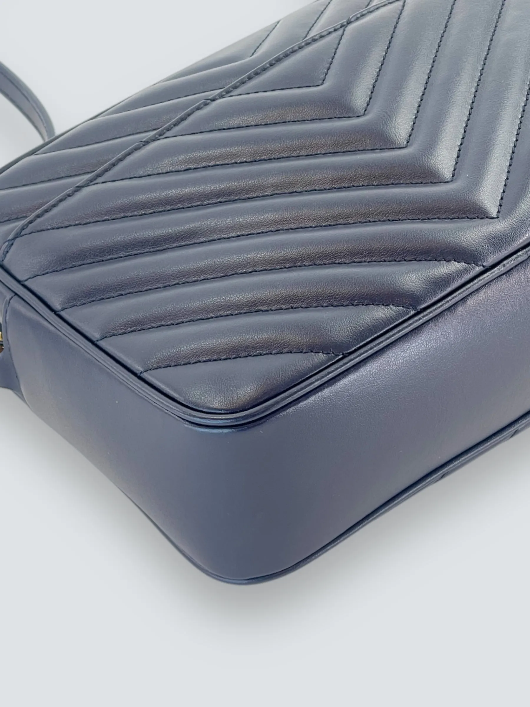 Saint Laurent Navy Leather Lou Camera Crossbody