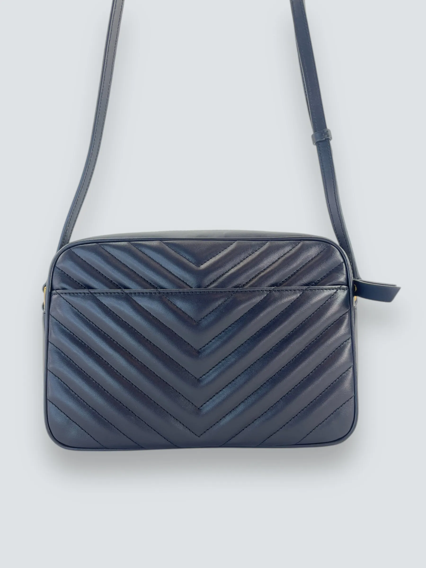 Saint Laurent Navy Leather Lou Camera Crossbody