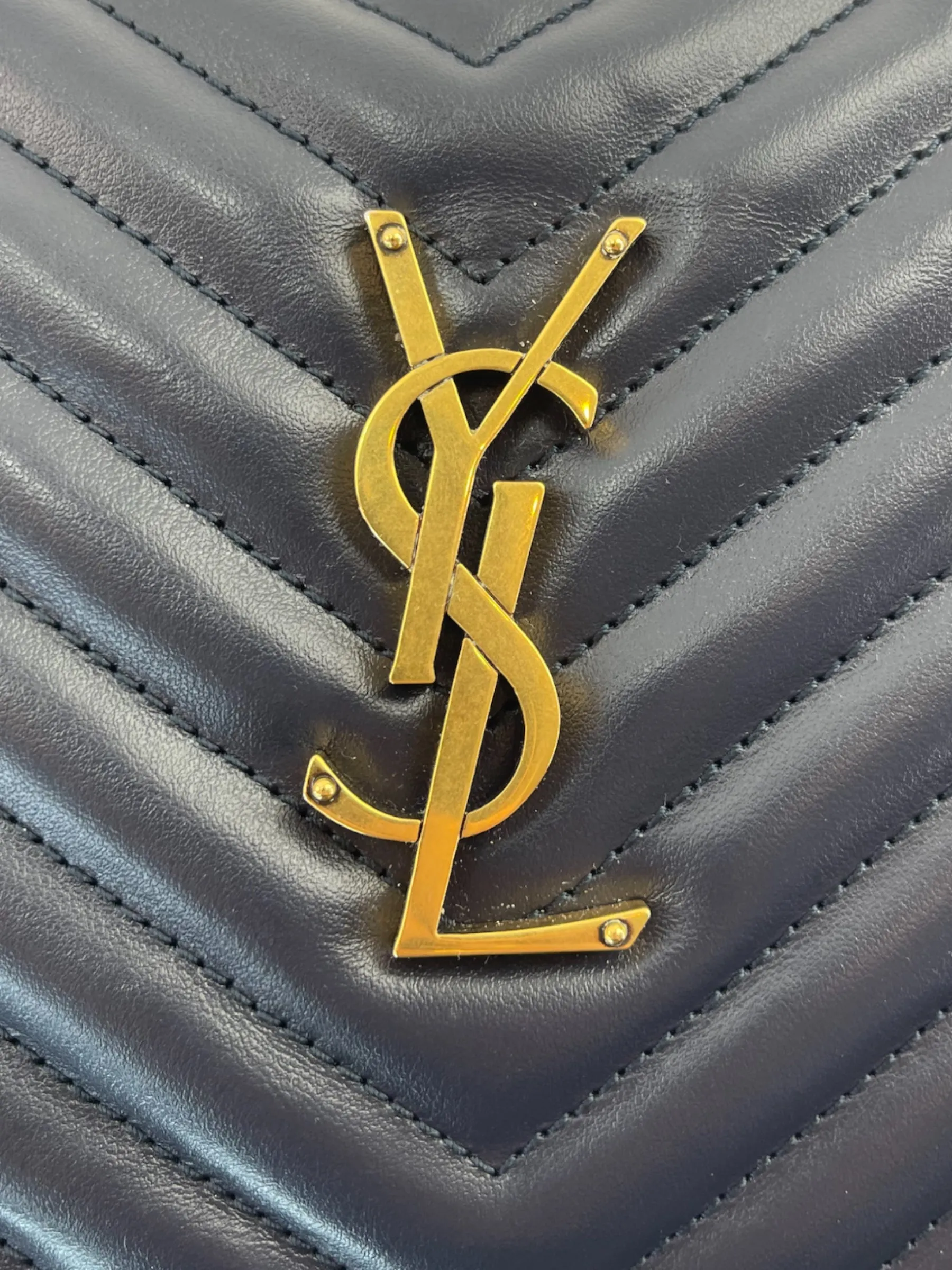 Saint Laurent Navy Leather Lou Camera Crossbody