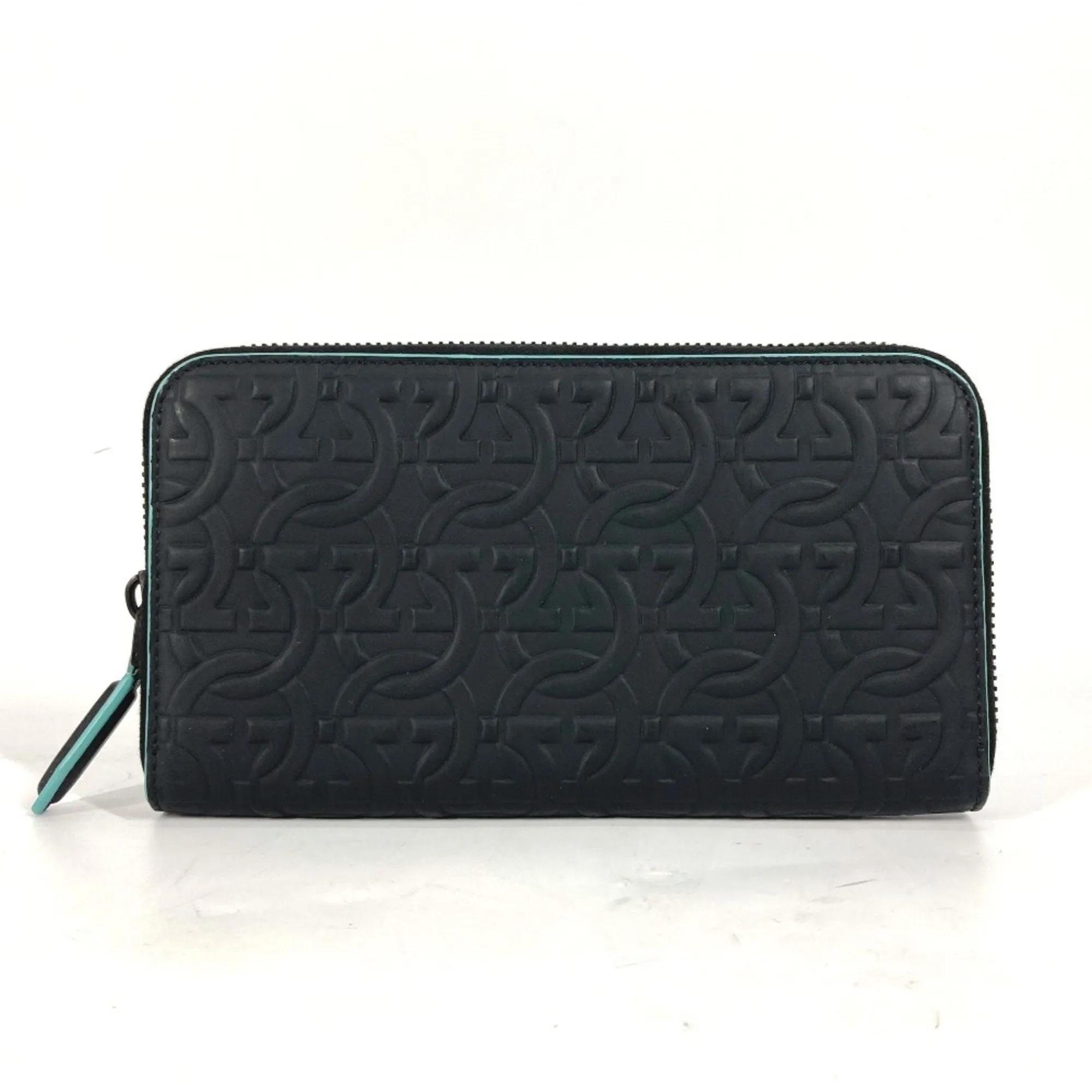 Salvatore Ferragamo blue Leather Long Wallet (Bi-Fold) (Pre-Owned)