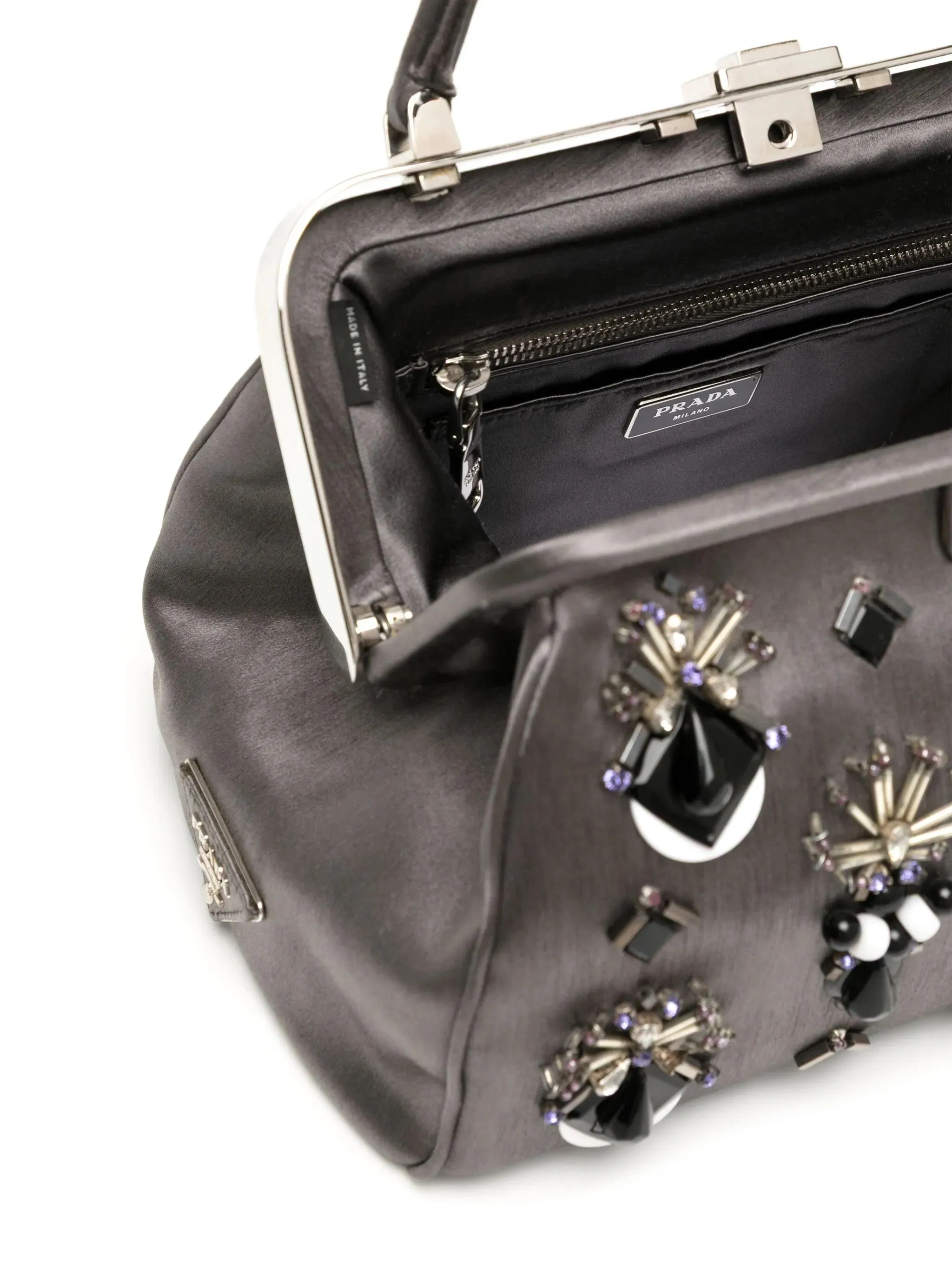 Satin Raso Embellished Ricamo Doctor's Bag